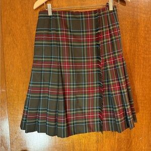 Brooks Brothers Plaid Midi Skirt - Red and Green olive brown